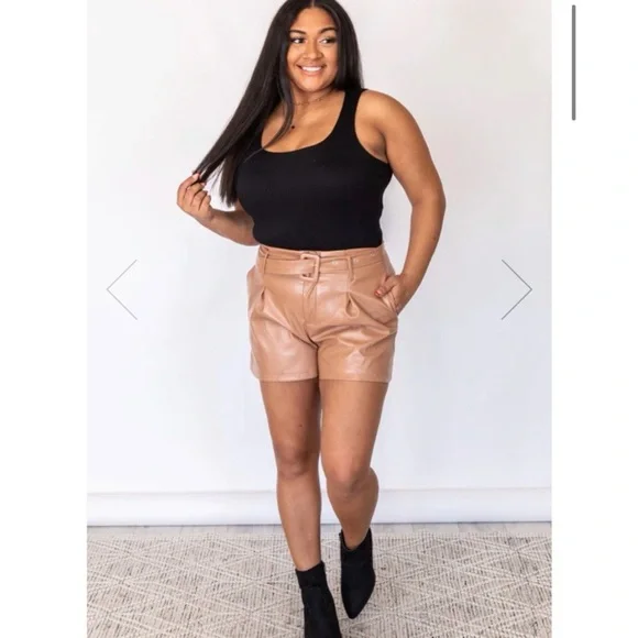 NWT Belted Pleather Shorts - Picture 6 of 8